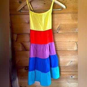 Hanna Andersson Girls Tiered Color Block Dress - Size 5  - 100% Cotton Summer